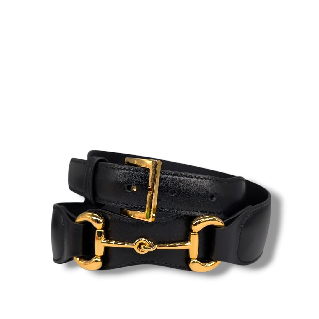 Gucci Smooth Calfskin Horsebit Belt (85/34)