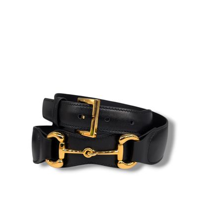 Gucci Smooth Calfskin Horsebit Belt (85/34)