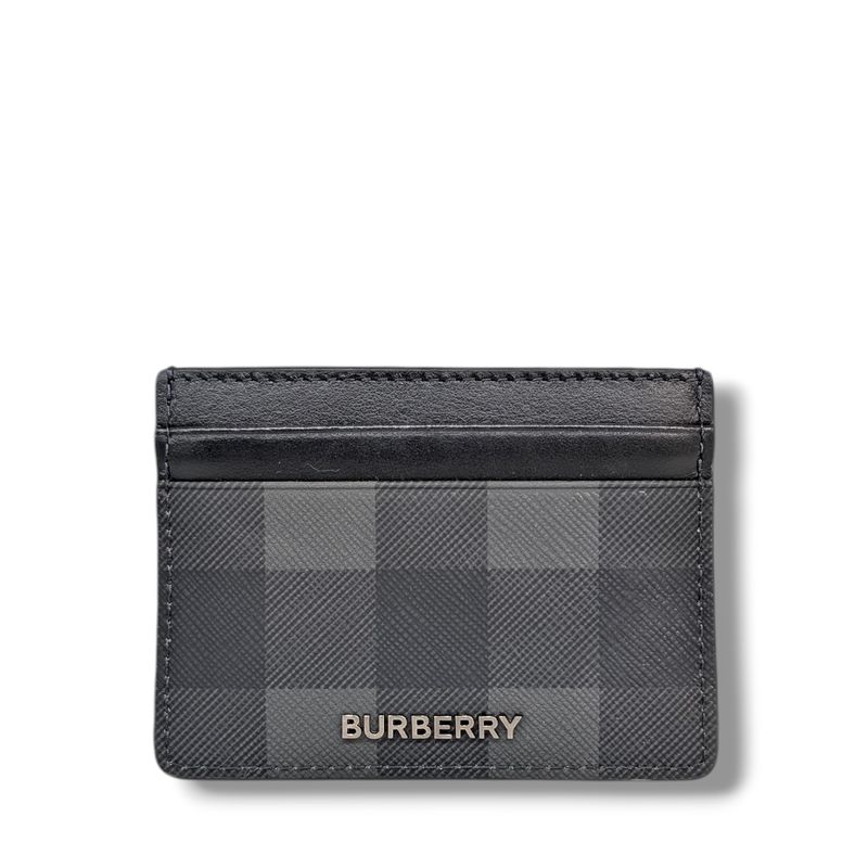 Burberry Coated Canvas Calfskin Check Card Holder