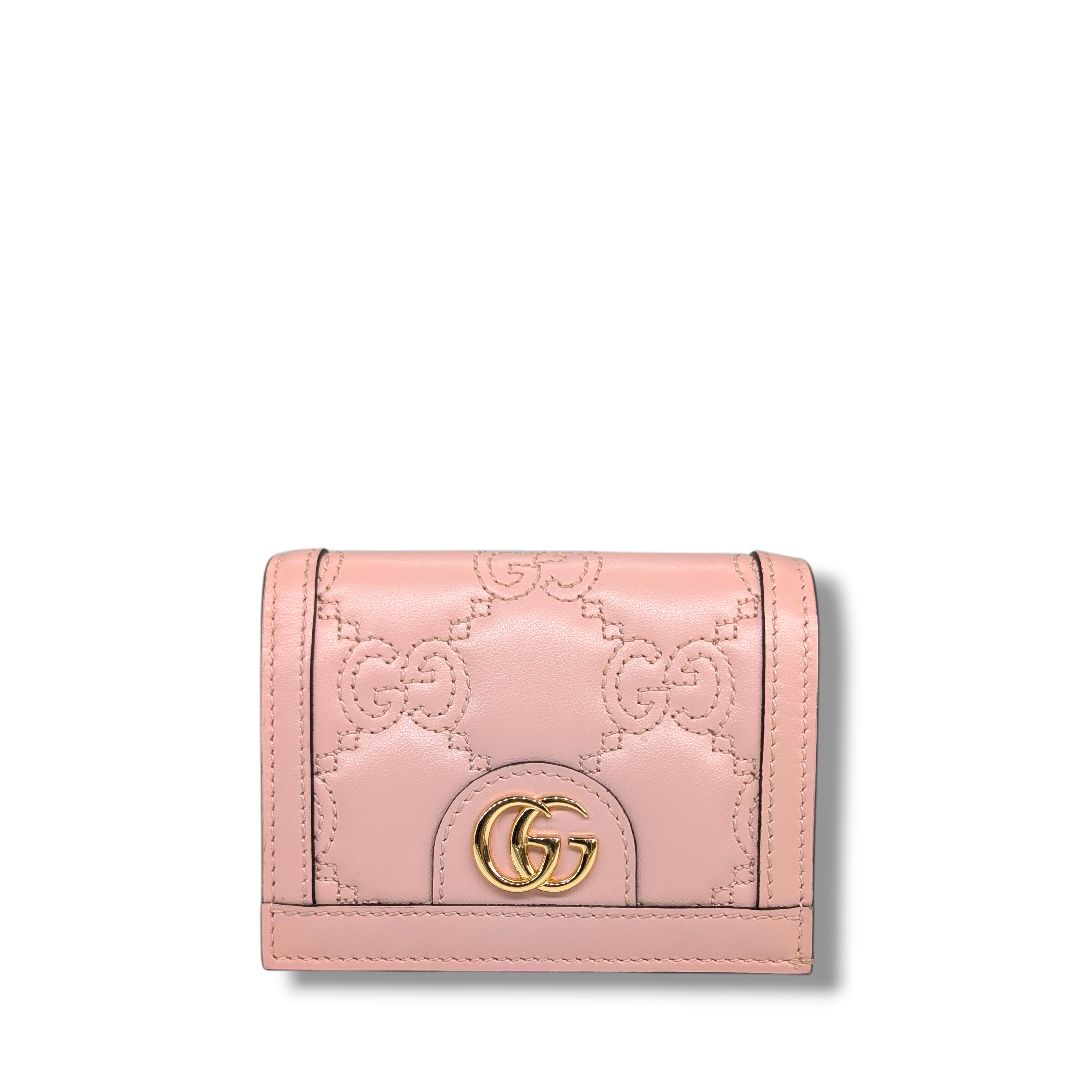 Gucci GG Calfskin Matelasse Bifold (Pink)
