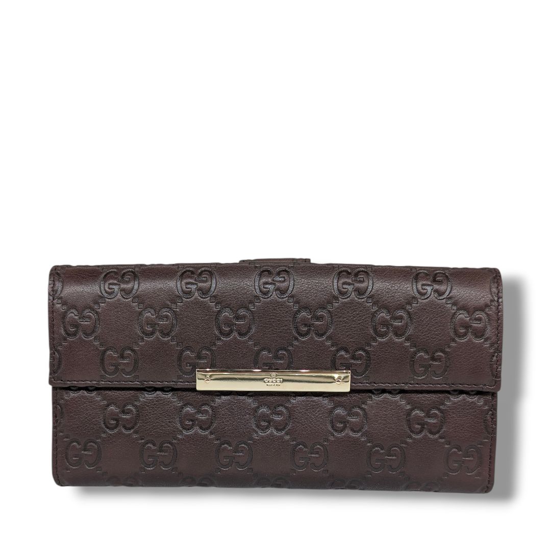 Gucci Guccissima Brown Leather Continental Wallet