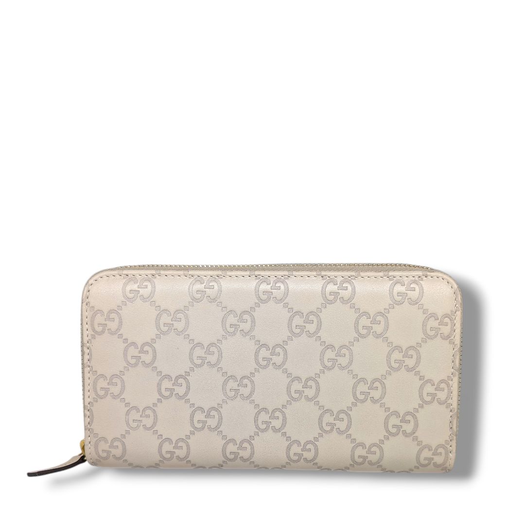 Gucci Guccissima Beige Zip Around Wallet
