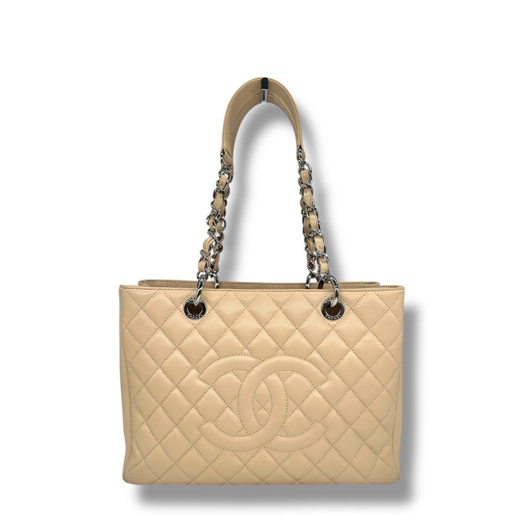 Chanel Cream Caviar Quilted Grand Shopping Tote