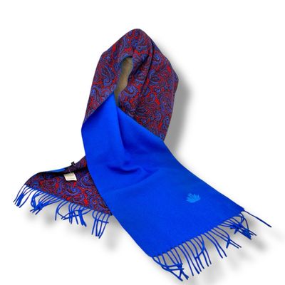 Fendi Silk and Wool Red and Blue Paisley Scarf