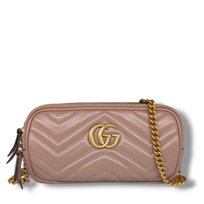 Gucci Calfskin Matelasse Mini GG Marmont Chain Crossbody