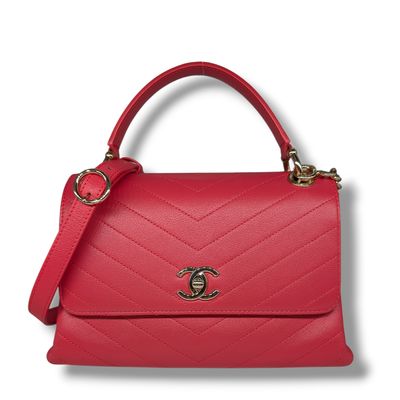 Chanel Pink Chevron Chic Top Handle Bag