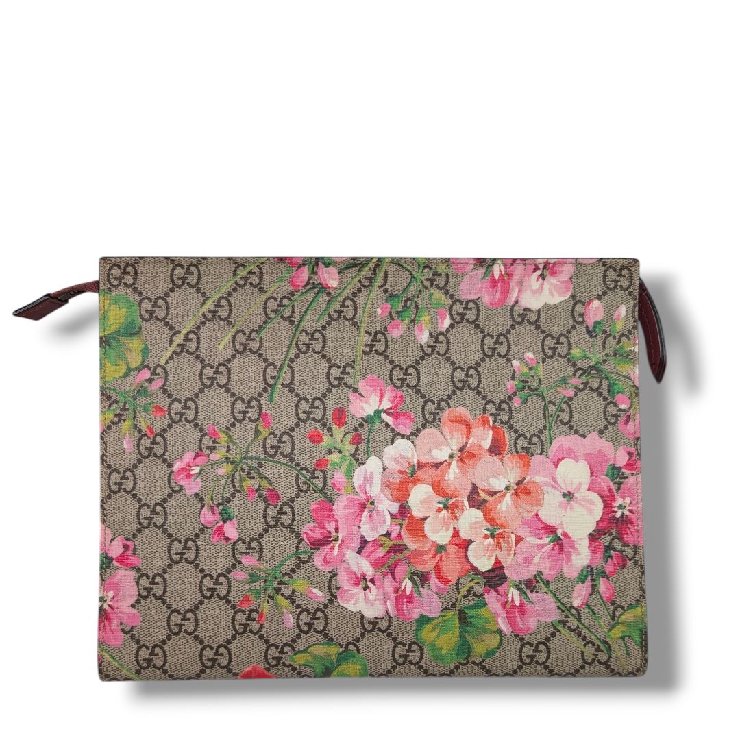 Gucci GG Supreme Monogram Blooms Large Cosmentic Pouch