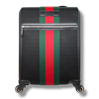 Gucci Black Techno Canvas Web Stripe Carry-On Luggage