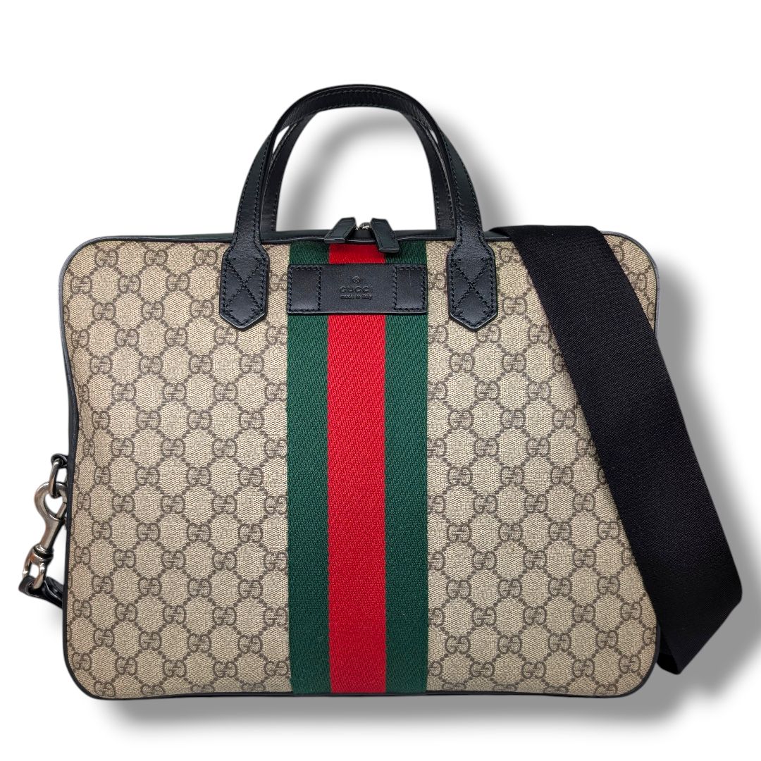 Gucci GG Supreme Web Stripe Briefcase