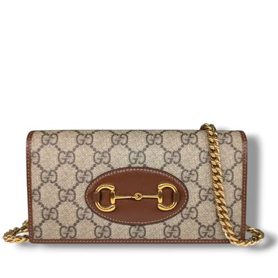 Gucci GG Supreme Monogram Azalea Calfskin Horsebit Wallet on Chain