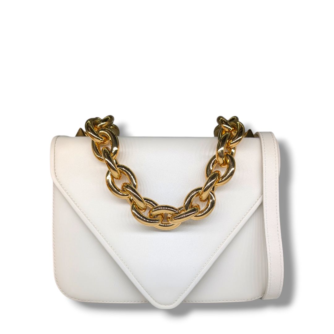 Bottega Veneta Calfskin Mount Envelope Bag (white)