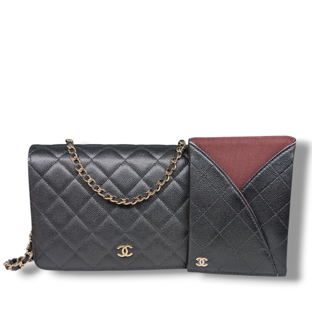 Chanel Timeless Classic Line Caviar Chain Clutch
