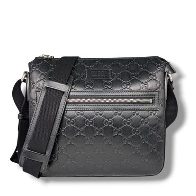 Gucci Guccissima Signature Medium Flat Messenger Bag