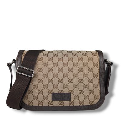 Gucci Monogram Flap Messenger Bag