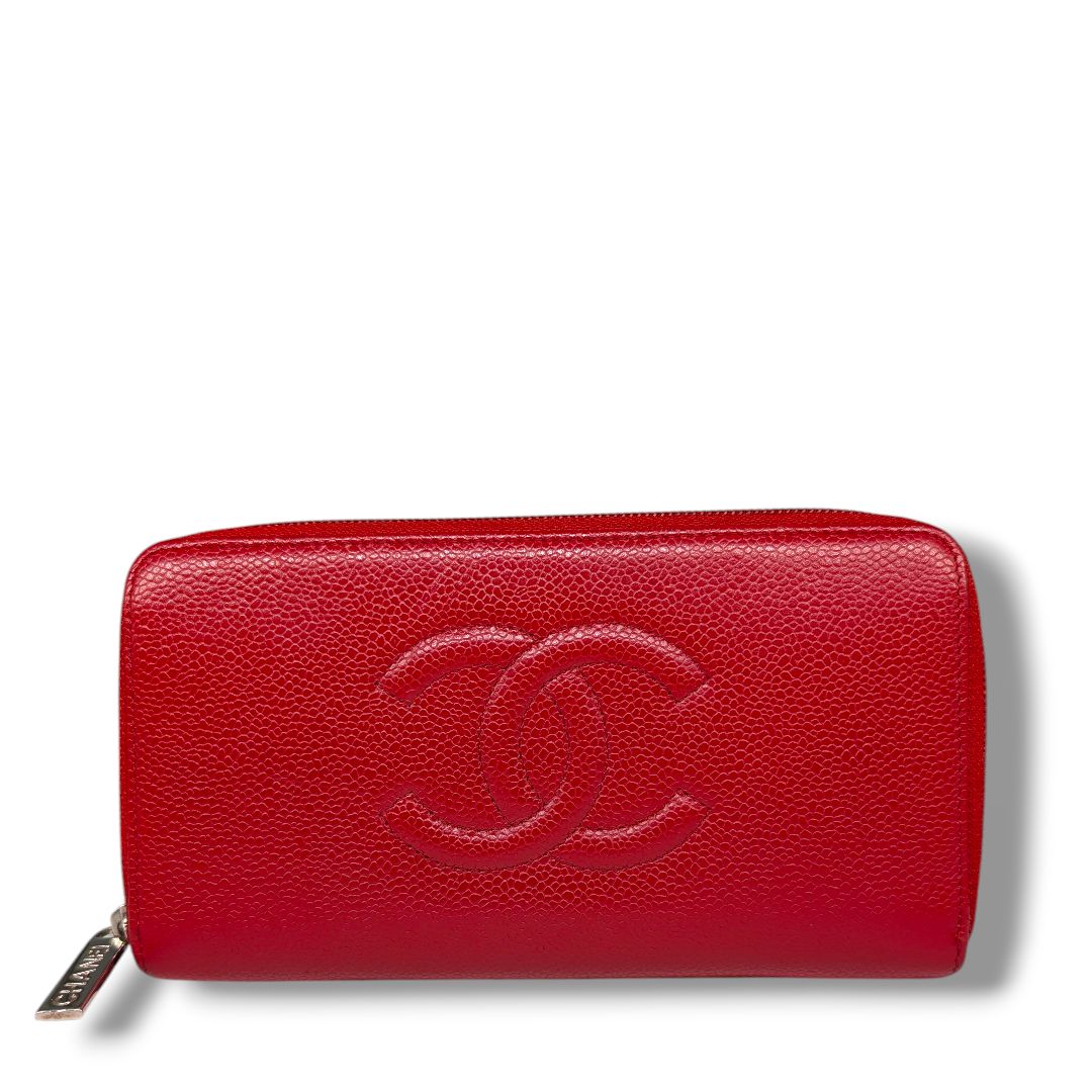 Chanel Caviar Large Timeless CC Zip Around Wallet