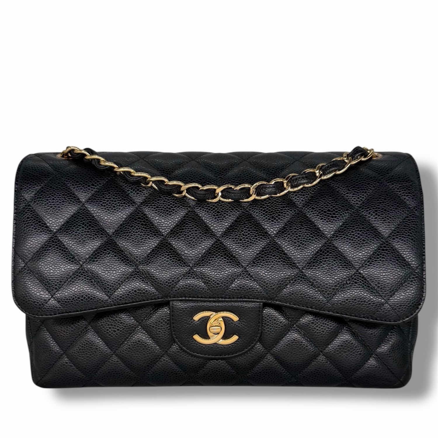 Chanel Jumbo Double Flap Bag Black Cavier gold hardware