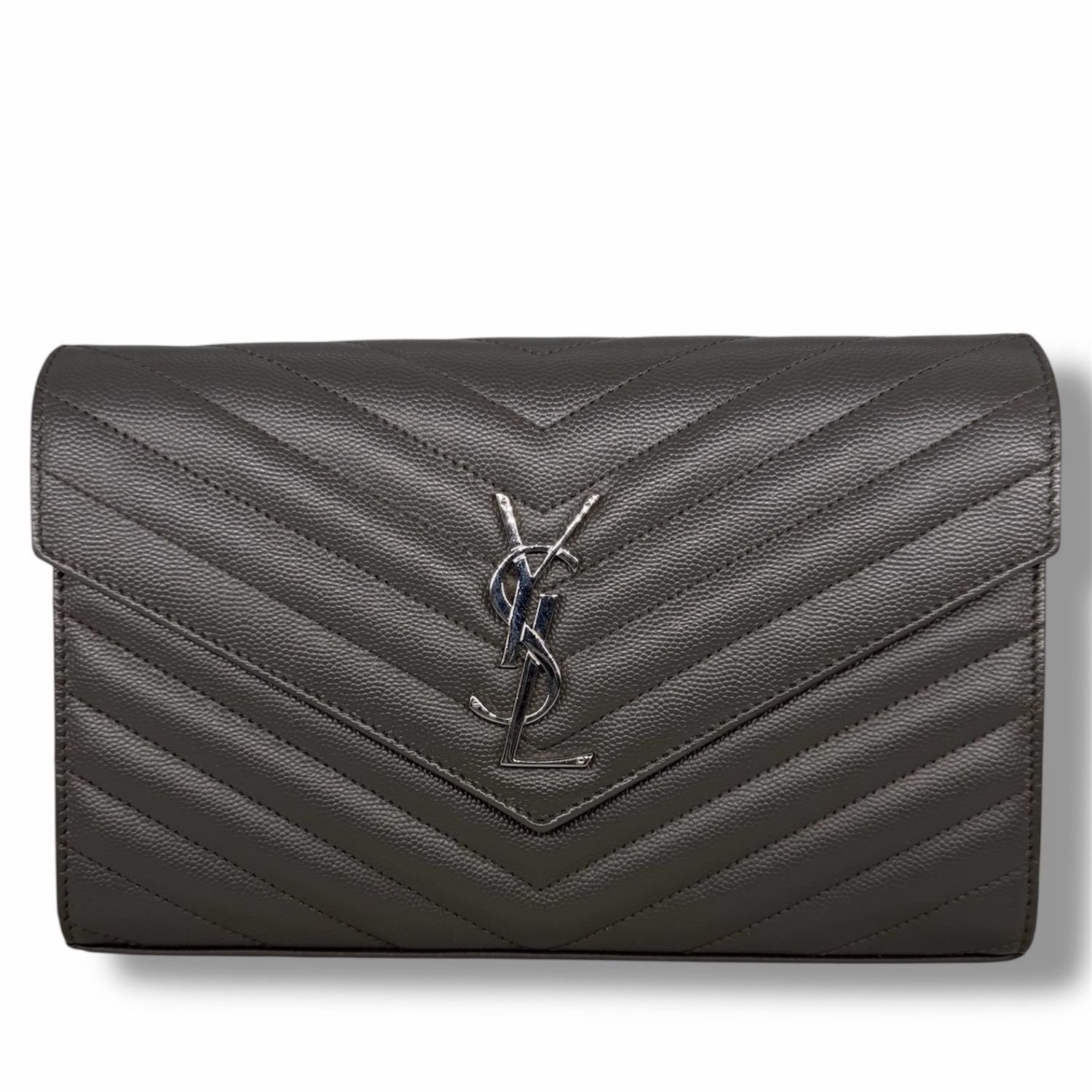 Saint Laurent Envelope Wallet on Chain grey
