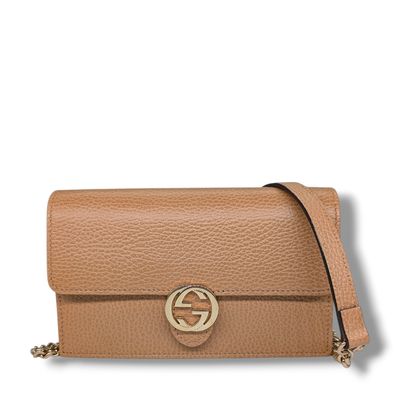 Gucci Pebbled Calfskin Interlocking G WOC.