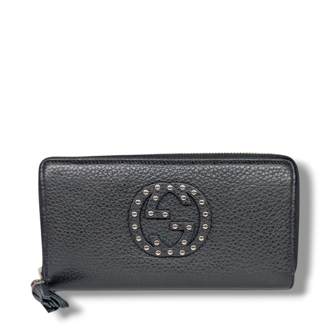 Gucci Soho Studded Zip Around Long Wallet