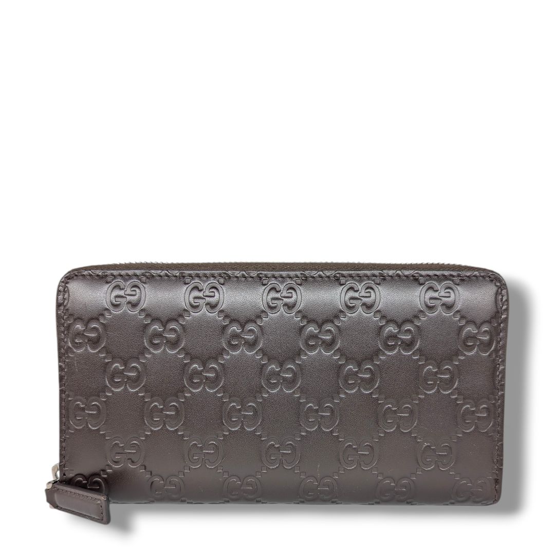 Gucci Guccissima Brown Zip Around Wallet