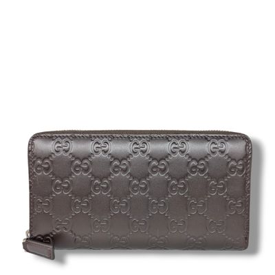 Gucci Guccissima Brown Zip Around Wallet