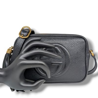 Gucci Black Pebbled Soho Mini Disco Bag.