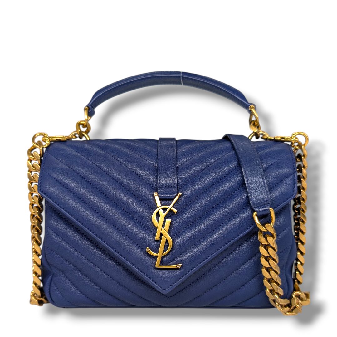 Saint Laurent Matelasse Chevron Monogram Medium College Bag