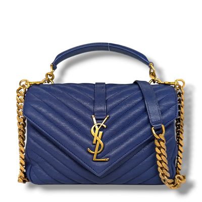 Saint Laurent Matelasse Chevron Monogram Medium College Bag