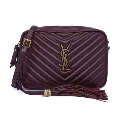 Saint Laurent Burgandy Matelasse Monogram Lou Camera Bag
