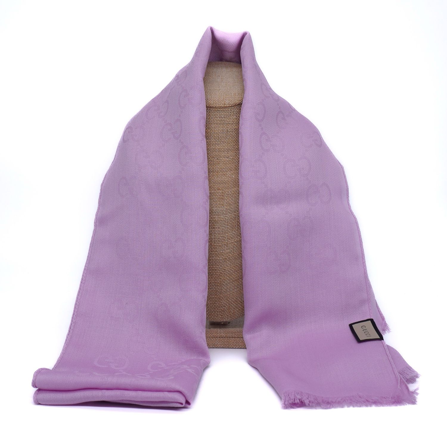 Gucci GG Pink Wool and Silk Scarf