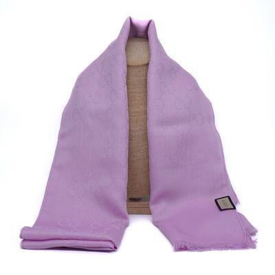 Gucci GG Pink Wool and Silk Scarf