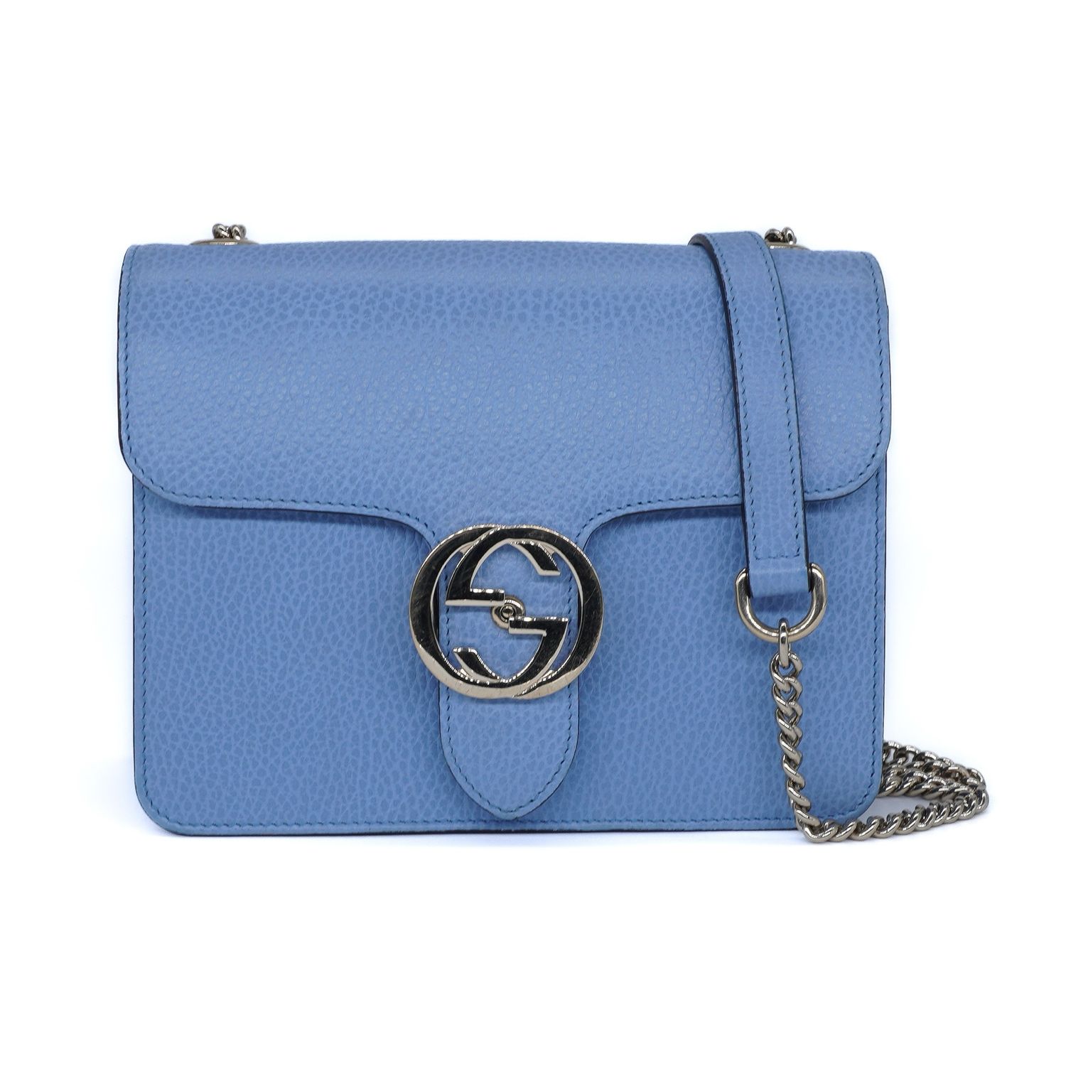 Gucci Dollar Calfskin Mineral Blue Small Interlocking G Shoulder Bag