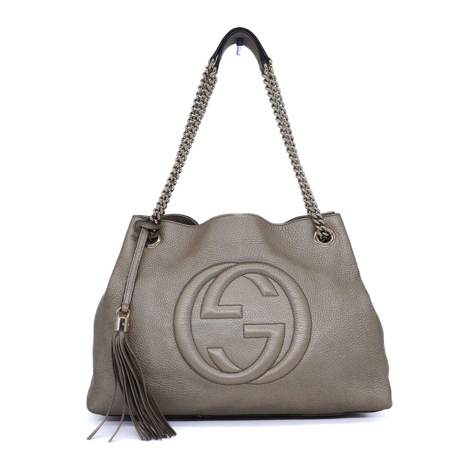 Gucci Metallic Pebbled Calfskin Medium Soho Chain Shoulder Bag