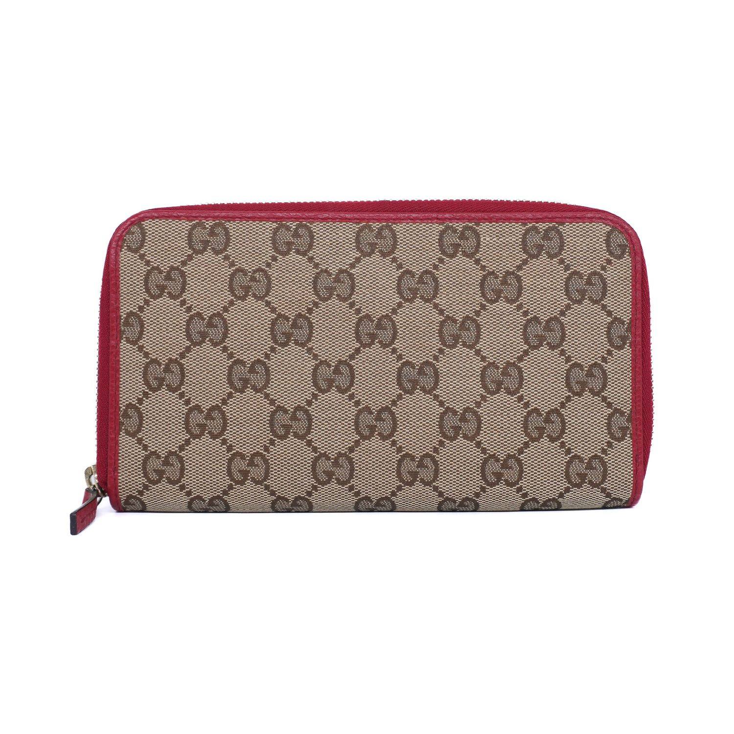 Gucci Monogram Red Dollar Calfskin Zip Around Wallet