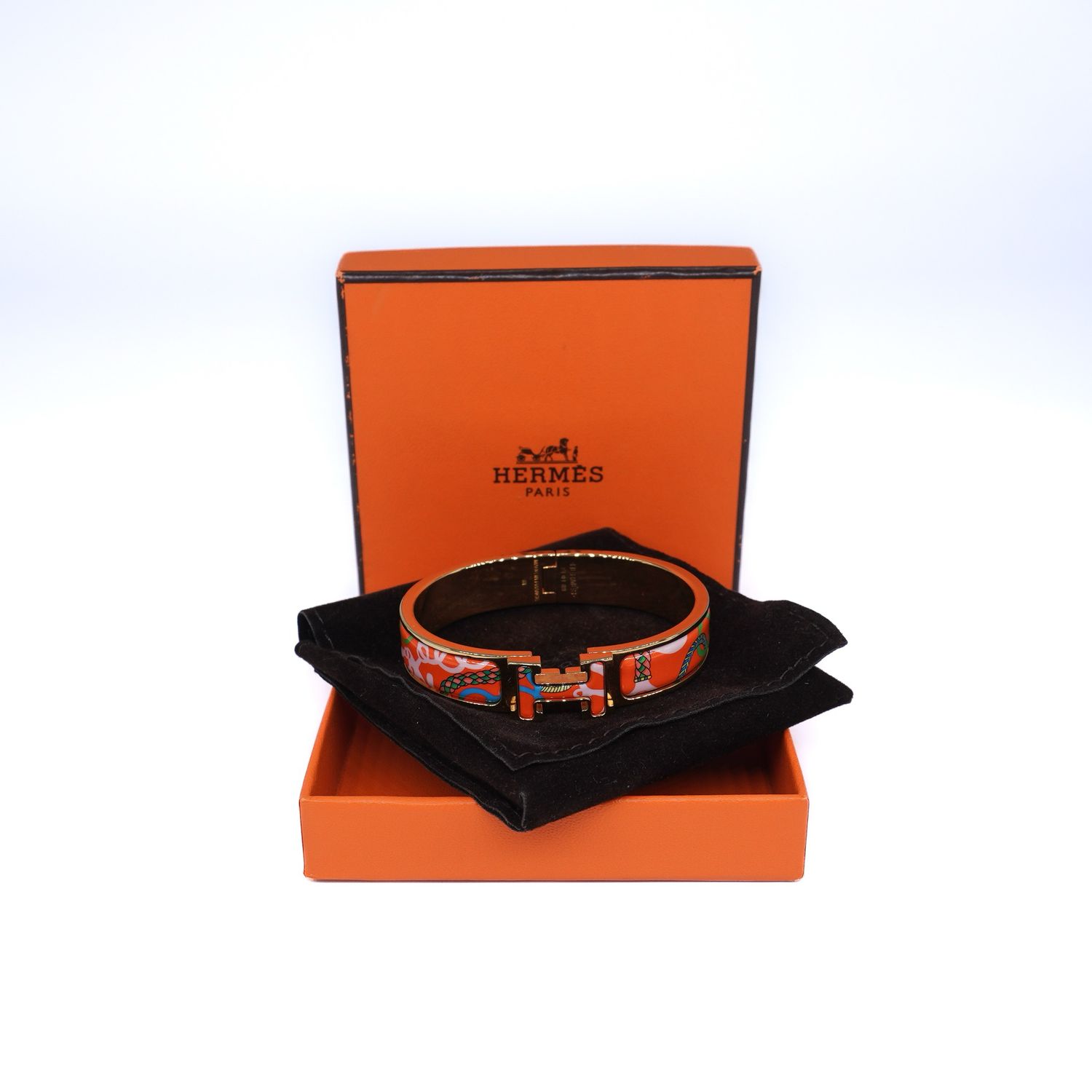 Hermes Enamel Panoplie Equestre Narrow Clic H Bracelet