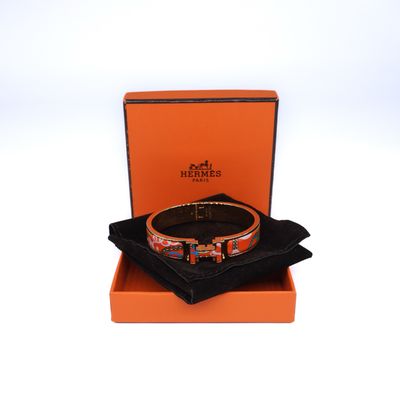 Hermes Enamel Panoplie Equestre Narrow Clic H Bracelet