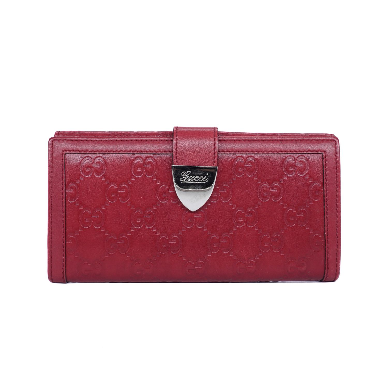 Gucci Red Gussissima Continental Wallet