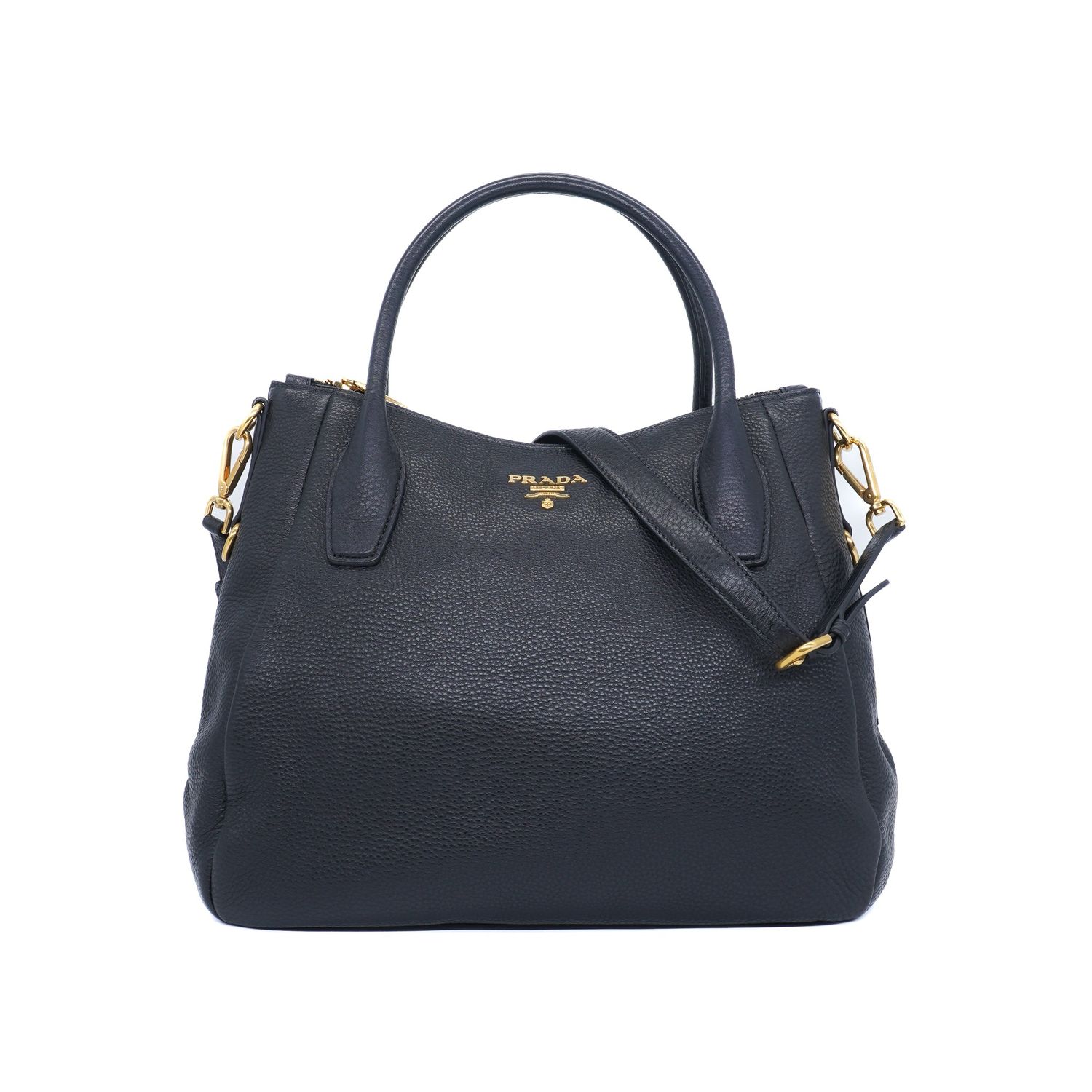 Prada BlackVitello Daino Sacca 2 Manici Tote