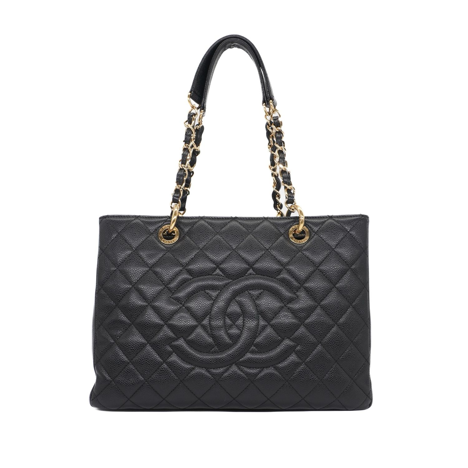 Chanel Black Caviar Quilted Grand Shopping Tote.