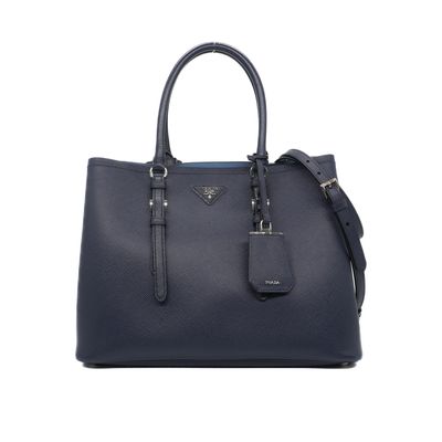 Prada Dark Navy Saffiano Cuir Medium Double Handle Tote