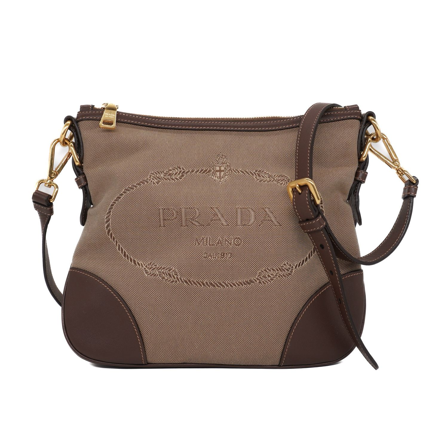 Prada Milano Jacquared Logo Shoulder Bag