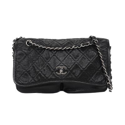 Chanel Quilted Caviar Natural Beauty Split Pocket Medium Flap Bag