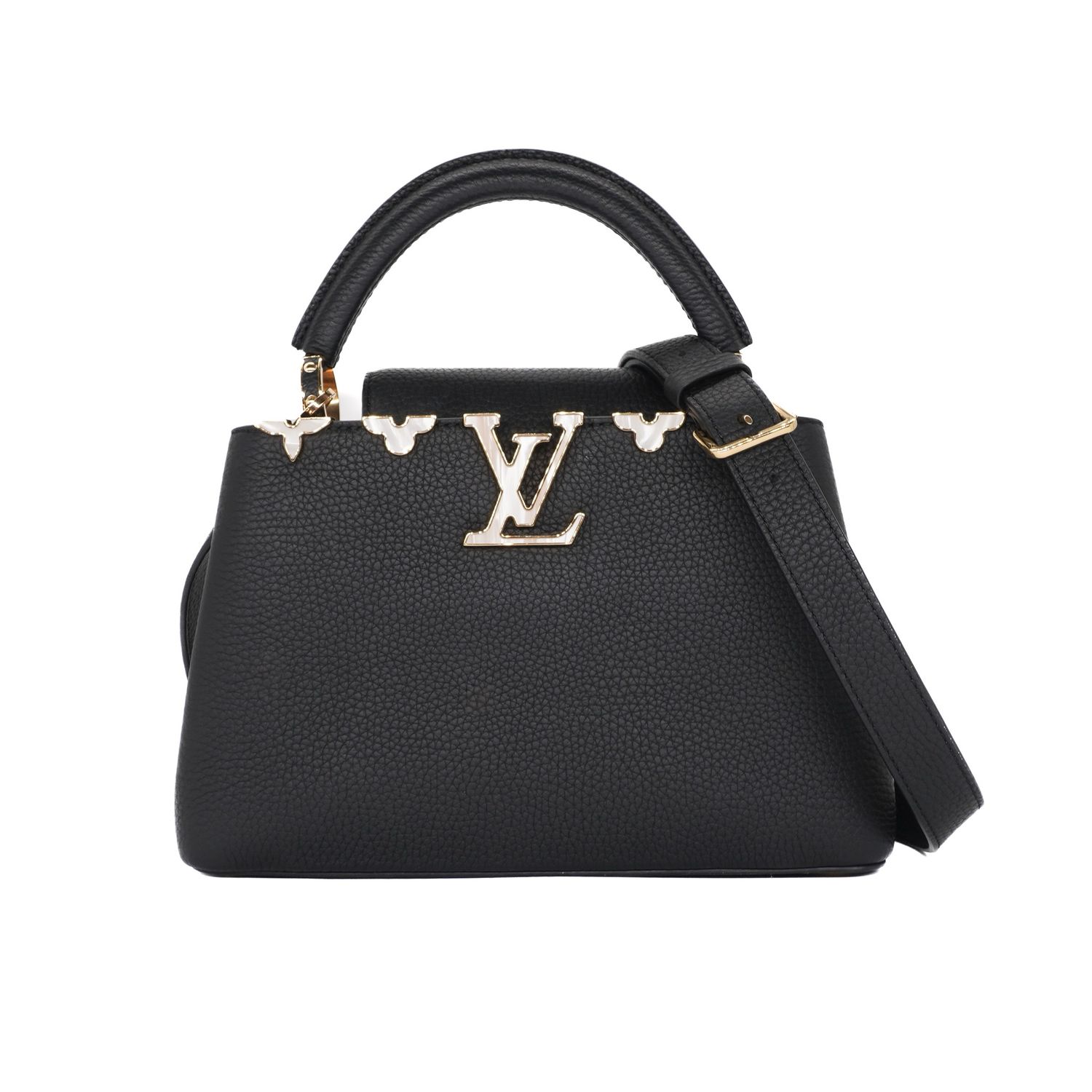 Louis Vuitton Black Taurillon Capucines BB W/ Mother of Pearl Accents