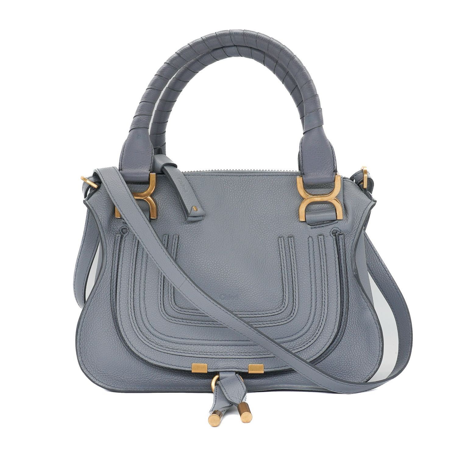 Chloe Grey Blue Calfskin Small Marcie Satchel