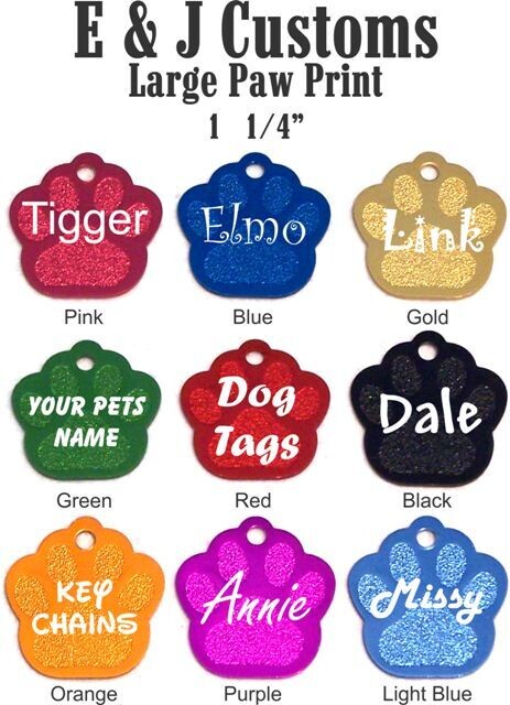 Paw Print Pet Tag Large