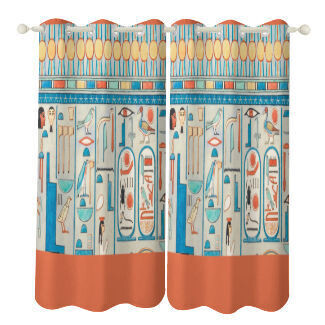 Ancient Egyptian Mural Inspired 2-Piece Curtain Set