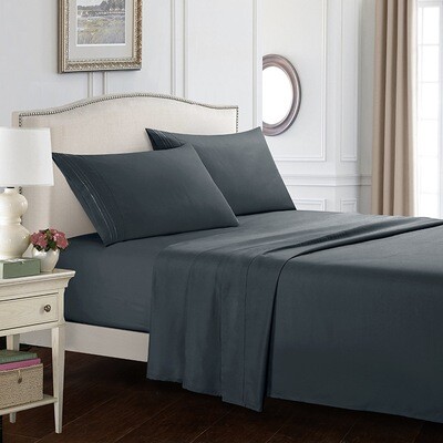 4-Piece Embroidered Solid Color Bedsheets (3-Piece Twin)