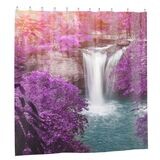 The Purple Waterfall Waterproof Bathroom Shower Curtain w/12-Hooks, Size: 72x72in