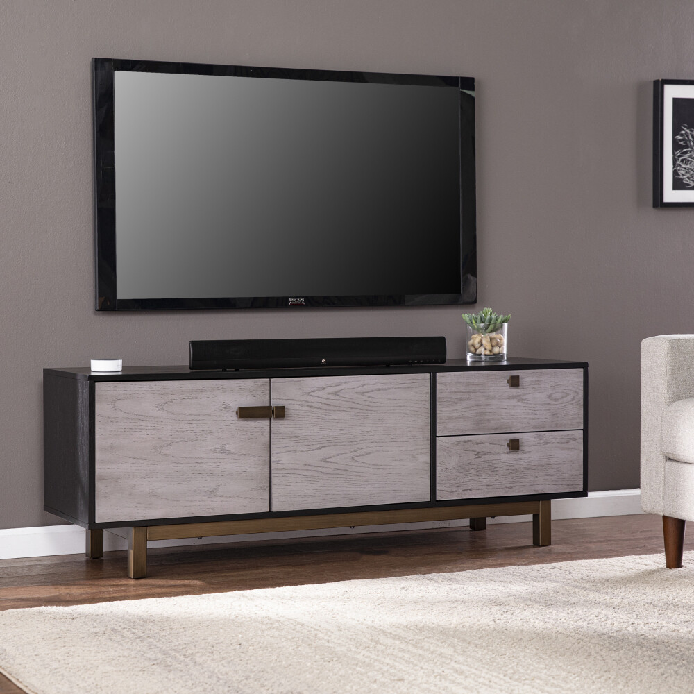 Enderly Media Console w/ Storage, Options: Light Gray+MDF