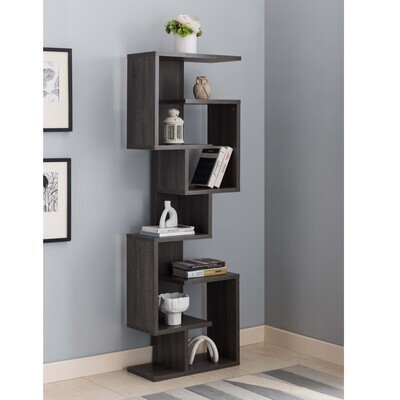 Open Shelf Modern Styled Bookcase Distressed Grey, Options: Grey+Particle Board